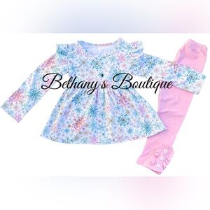 Snowflake Ruffle sleeve peplum set